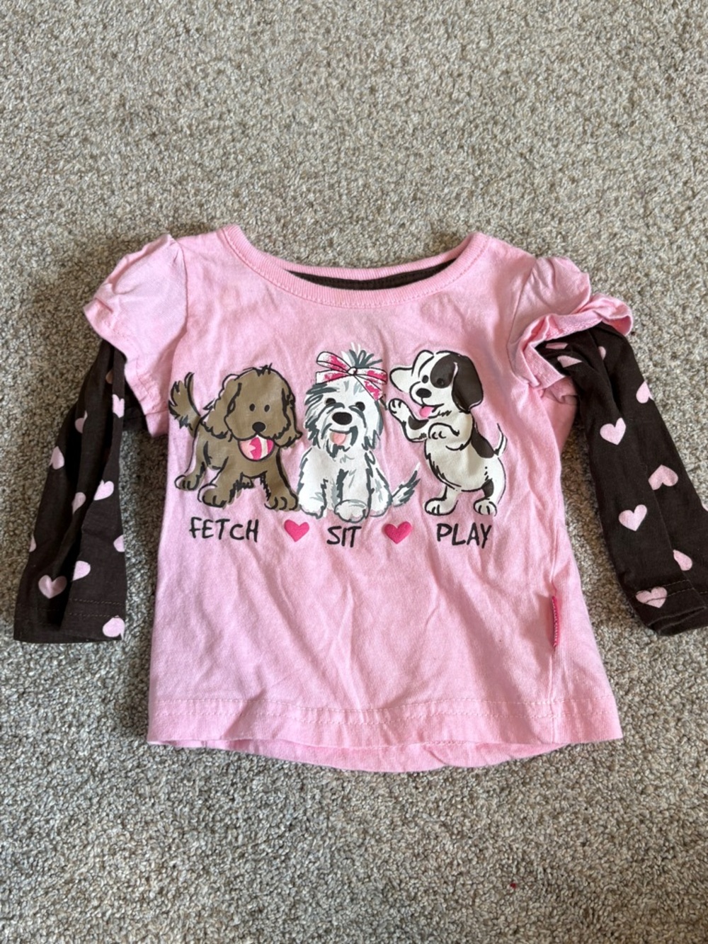 Y2K Sesame Street long sleeved tee shirt watch me grow 24 m pink puppies dog